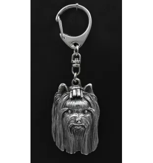 Yorkshire Terrier III - Versilberter Schlüsselanhänger mit Hund in einer Geschenkbox, Handtaschenschmuck, Rucksackanhänger der Marke Art-Dog
