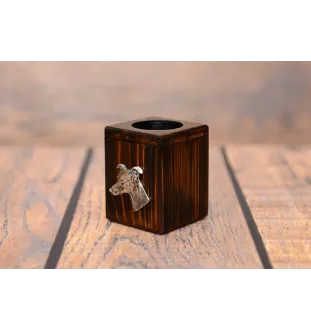 Whippet - wooden candle holder with a dog, a unique souvenir after losing a dog, a handicraft from the Art-Dog brand