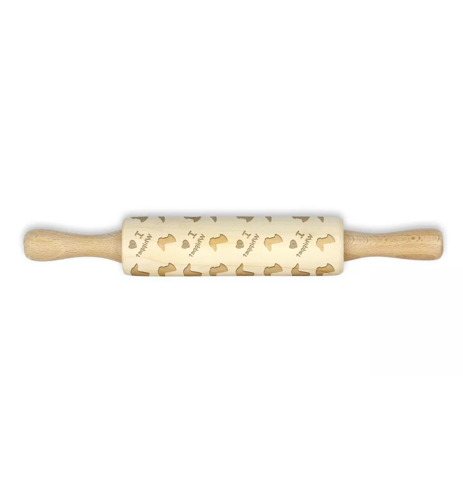Whippet - small rolling pin with a dog pattern, a rolling pin for children's dough, decorating ceramic clay by Art-Dog brand