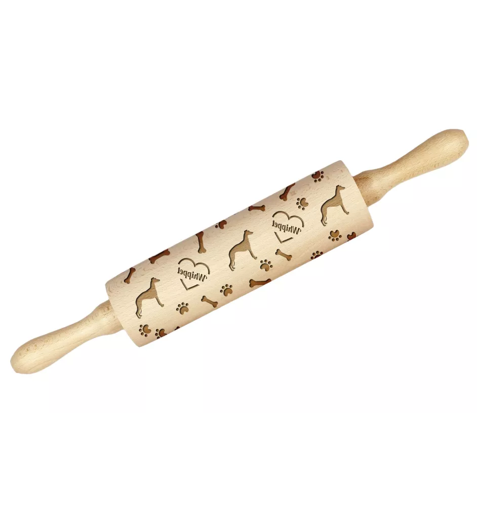 Whippet - rolling pin with a dog, decorating cookies with a rolling pin in patterns, a gift for the ceramicist of the Art-Dog brand