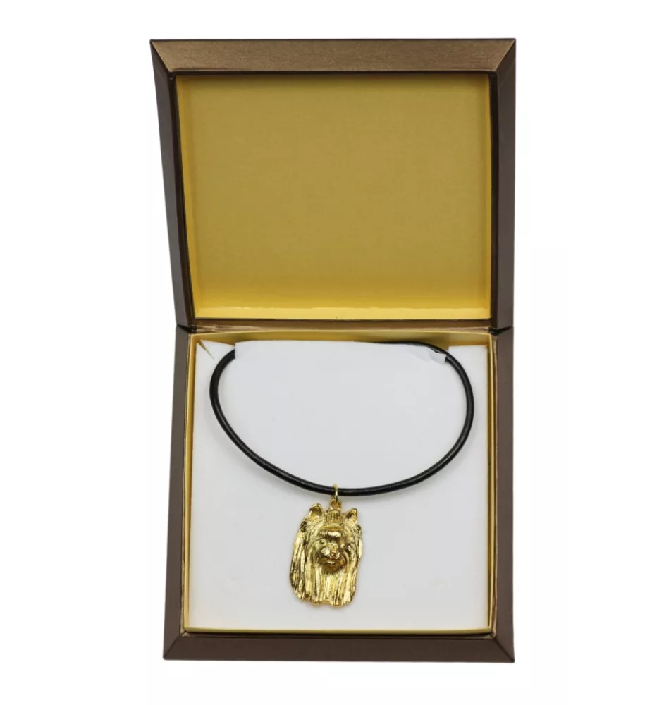 Yorkshire Terrier, Terrier Du Yorkshire, York III - Collier de chien dans une boîte cadeau, pendentif plaqué or pour les fans de chiens, bijoux remarquables par Art-Dog