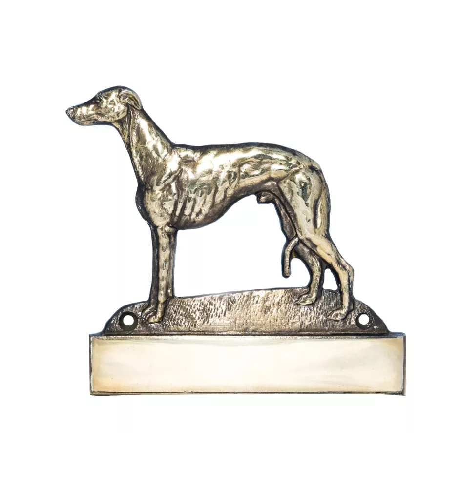 Whippet, Lévrier whippet - plaque d'adresse avec chien, plaque de nom en laiton, plaque de porte personnalisée avec le nom de la marque Art-Dog
