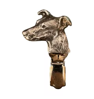 Whippet, Kleiner Englischer Windhund - Brosche mit Clip, Startnummernhalter, versilberte Anstecknadel für Hundeausstellungen der Marke Art-Dog