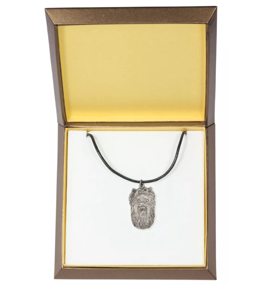 Yorkshire Terrier, Yorkie II - Dog necklace in gift box, silver-plated locket for dog fan, striking pendant by Art-Dog brand