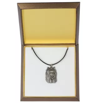 Yorkshire Terrier, Terrier Du Yorkshire, York III - Collier de chien dans une boîte cadeau, médaillon argenté pour fan de chien, pendentif remarquable de la marque Art-Dog