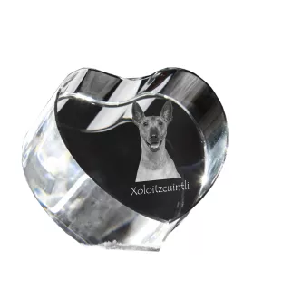 Xoloitzcuintle, Xolo, Chien nu mexicain, Chien nu du Mexique - une photo de chien dans un cristal, un cœur en cristal, un cadre photo exceptionnel de la marque Art-Dog