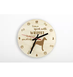 Whippet - clock with a dog, wooden clock, wall clock for dog lovers, clock for desk and shelf, Art-Dog
