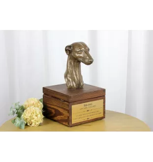 Whippet, Lévrier whippet - urne pour les cendres du chien avec une statuette, petite urne pour chien, urne personnalisée avec le buste du chien de la marque Art-Dog