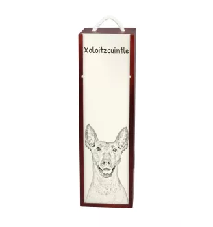 Xoloitzcuintle, Xolo, Chien nu mexicain, Chien nu du Mexique - boîte à vin avec chien, boîte à alcool avec graphisme, boîte cadeau personnalisée de la marque Art-Dog