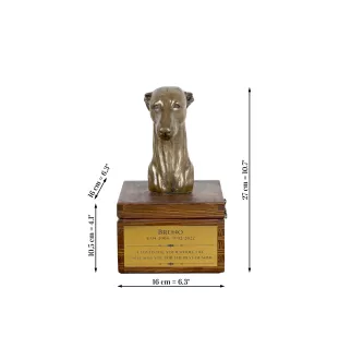 Whippet, Lévrier whippet - urne pour les cendres du chien avec une statuette, petite urne pour chien, urne personnalisée avec le buste du chien de la marque Art-Dog