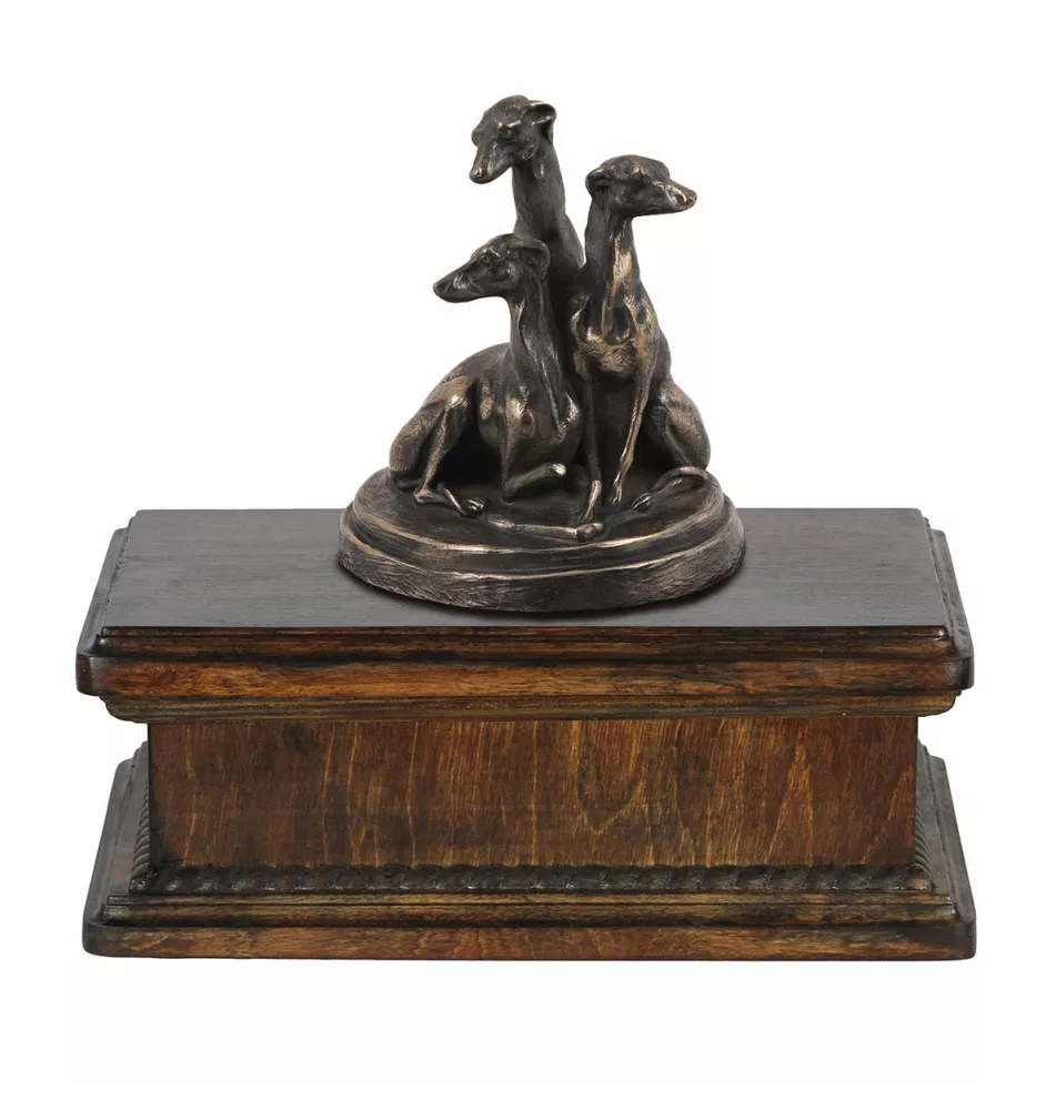 Whippet, Lévrier whippet - urne pour cendres de chien, urne classique avec une statuette, urne élégante avec un chien de la marque Art-Dog
