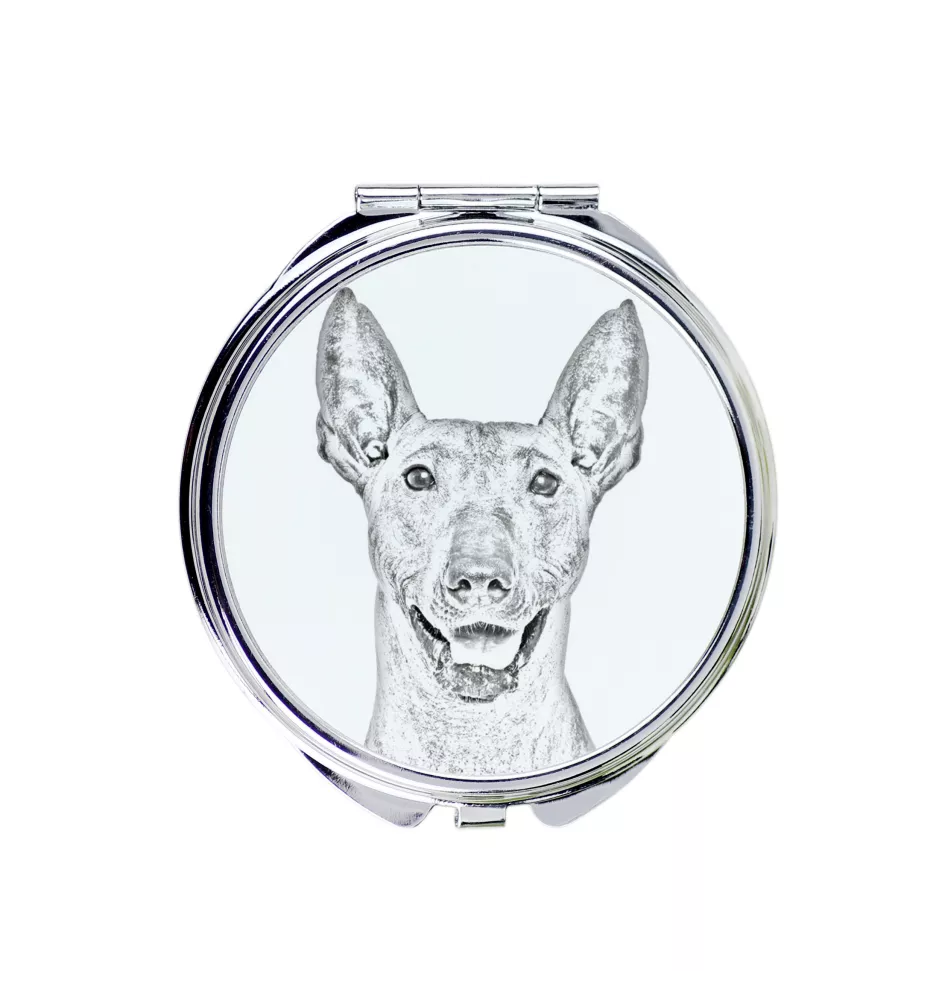 Mexikanischer Nackthund, Xoloitzcuintle, Xolo, Tepeizeuintli - Taschenspiegel mit Hund, personalisierter Taschenspiegel, kompakter Spiegel mit Art-Dog-Logo