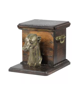 Whippet - urn for dog ashes with a statuette, elegant urn for a dog, unique urn with a bust of a dog by Art-Dog brand