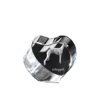 Whippet, Kleiner Englischer Windhund - Hundebild im Kristall, Kristallherz, einzigartiger Bilderrahmen der Marke Art-Dog