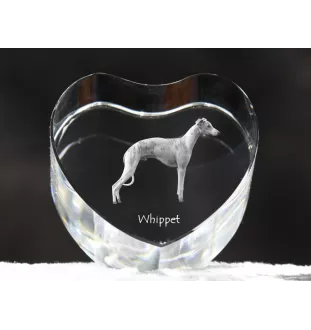 Whippet - a photo of a dog in crystal, crystal heart, unique photo frame from the Art-Dog brand