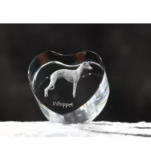 Whippet - a photo of a dog in crystal, crystal heart, unique photo frame from the Art-Dog brand