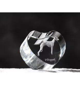 Whippet - a photo of a dog in crystal, crystal heart, unique photo frame from the Art-Dog brand