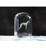 Whippet - crystal cube with a photo, photo of a dog in crystal, cubic paperweight from Art-Dog brand