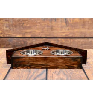 Whippet - wooden stand with bowls for a dog, decorative dog bowls, a gift for adopting a dog from the Art-Dog brand
