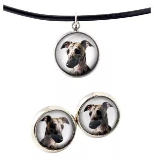 Whippet, Lévrier whippet - boîte à bijoux avec votre photo, ensemble collier et boucles d'oreilles, produits personnalisés de la marque Art-Dog