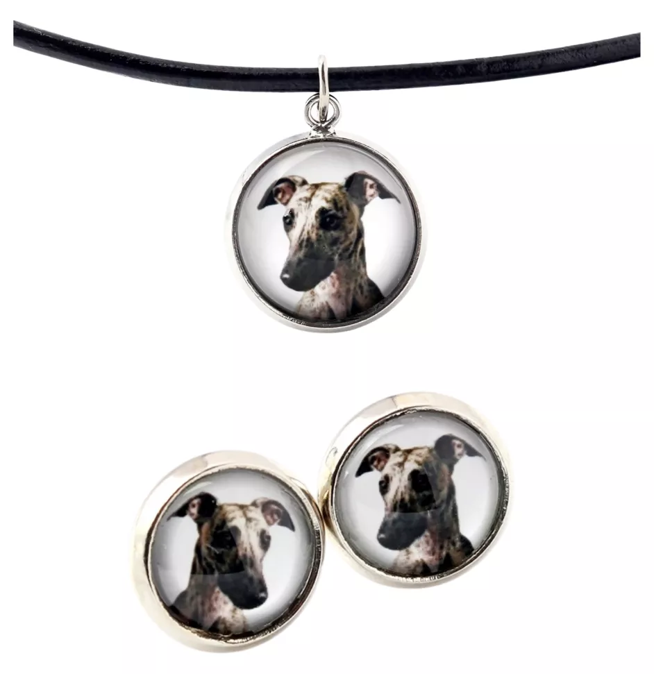Whippet, Kleiner Englischer Windhund - Schmuck mit Ihrem Foto-Box, Halskette und Ohrringe-Set, personalisierte Produkte der Marke Art-Dog.