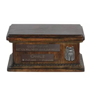 Yorkshire Terrier, Terrier Du Yorkshire, York III - urne en bois pour les cendres d'un chien, urne personnalisée avec une gravure, petite urne pour les cendres de chien de la marque Art-Dog