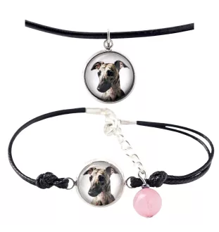 Whippet, Kleiner Englischer Windhund - Schmuckset mit Ihrem Foto, handgefertigtes Set, Armband und Halskette von Art.-Dog.