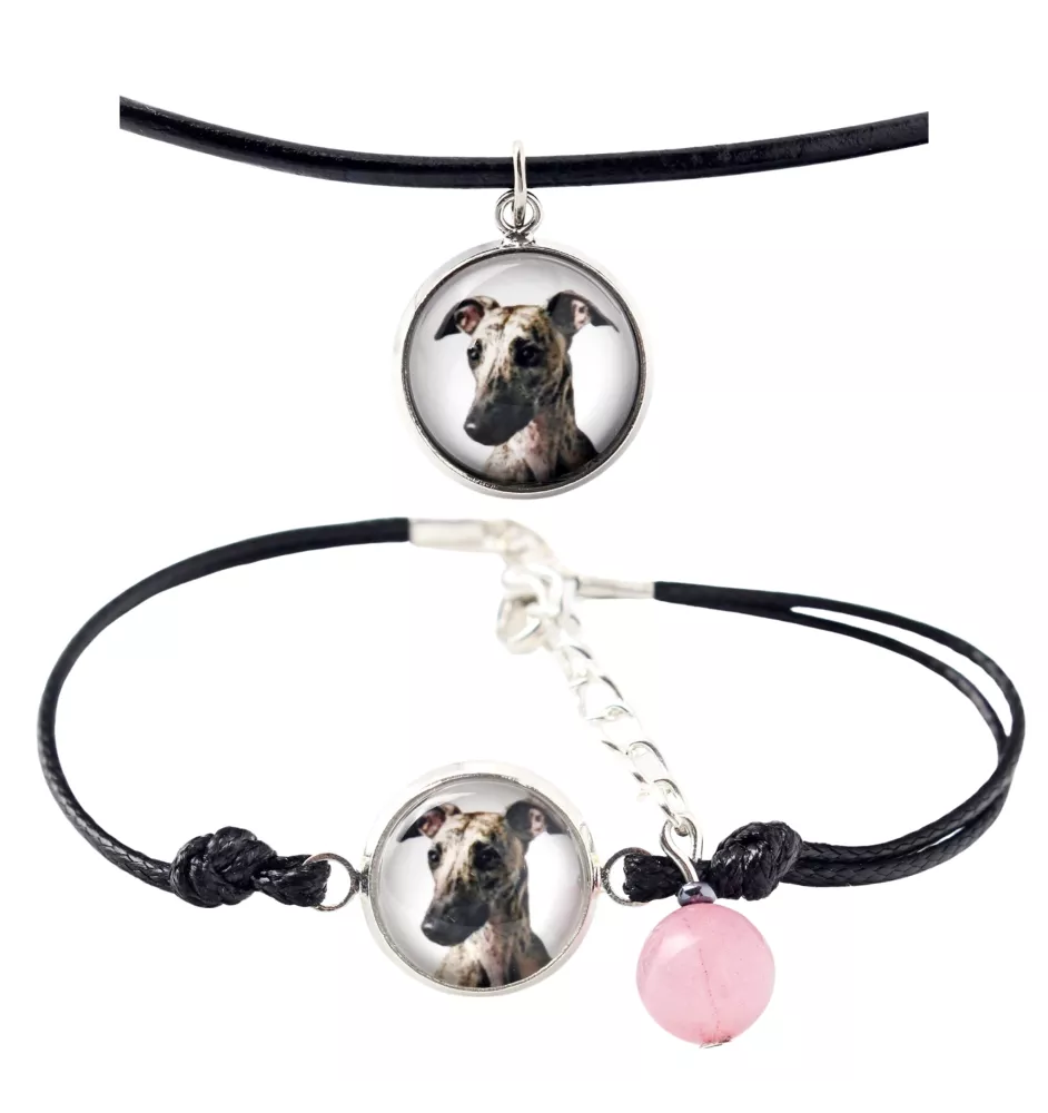 Whippet - a set of jewelry with your photo, handmade set, bracelet and necklace by Art.-Dog brand