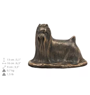 Yorkshire Terrier urna ze statuetką drewniana Art-Dog