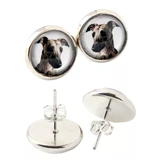 Whippet, Lévrier whippet - boucles d'oreilles dans une boîte, votre photo, bijoux faits à la main, produit de la marque Art-Dog.