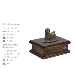 Yorkshire Terrier, Yorkie II - urn for dog ashes, personalized urn with a statue, wooden urn with a dog by Art-Dog brand