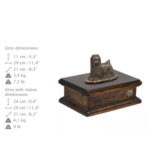 Yorkshire Terrier, Terrier Du Yorkshire, York - urne pour cendres de chien, urne personnalisée avec une statuette, urne en bois avec un chien de la marque Art-Dog