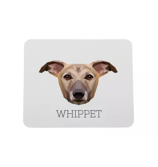 Whippet - geometric mouse pad with a picture and text by Art-Dog