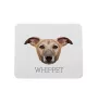 Whippet, Kleiner Englischer Windhund - geometrisches Mauspad mit Bild und Aufschrift von Art-Dog