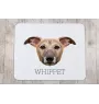 Whippet, Kleiner Englischer Windhund - geometrisches Mauspad mit Bild und Aufschrift von Art-Dog