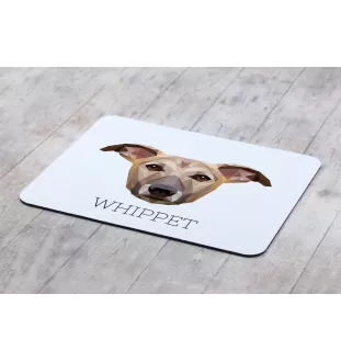 Whippet - geometric mouse pad with a picture and text by Art-Dog