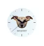 Whippet, Kleiner Englischer Windhund - geometrische Wanduhr mit Bild und Aufschrift der Marke Art-Dog