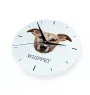 Whippet, Kleiner Englischer Windhund - geometrische Wanduhr mit Bild und Aufschrift der Marke Art-Dog