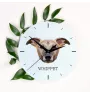 Whippet, Lévrier whippet - horloge murale géométrique avec photo et logo de la marque Art-Dog