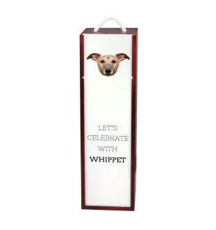Whippet, Lévrier whippet - une boîte géométrique avec une photo et un texte pour le vin de la marque Art-Dog
