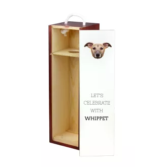 Whippet, Kleiner Englischer Windhund - geometrische Box mit einem Bild und Schriftzug für Wein der Marke Art-Dog