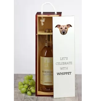 Whippet, Kleiner Englischer Windhund - geometrische Box mit einem Bild und Schriftzug für Wein der Marke Art-Dog