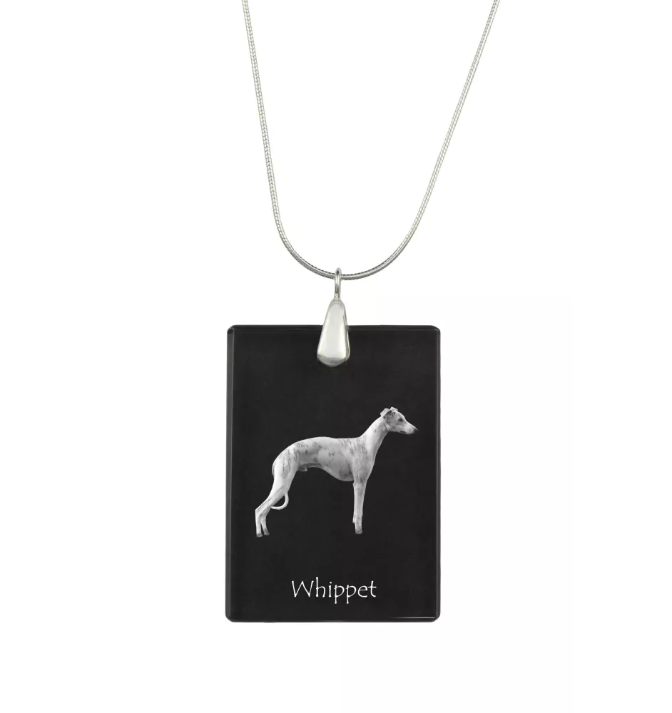 Whippet, Lévrier whippet - Pendentif en cristal avec chien, collier en argent avec photo, pendentif personnalisé par la marque Art-Dog