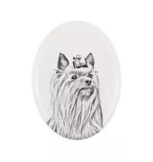 Yorkshire Terrier - Gedenktafel mit einem Foto eines Hundes, Grabplatte mit Druck, personalisierte ovale Platte der Marke Art-Dog
