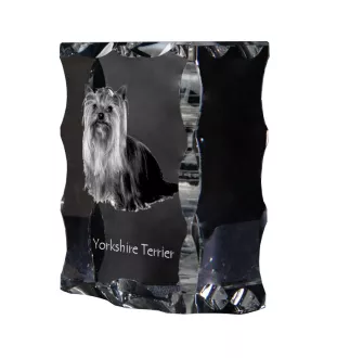 Yorkshire Terrier - Kristall mit einem Hundebild, Glasstatuette mit einem Bild, einzigartiger Bilderrahmen der Marke Art-Dog