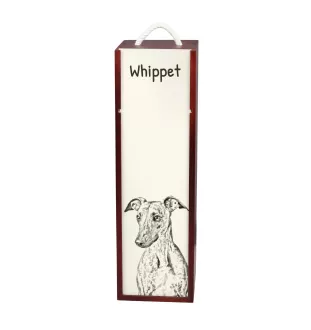Whippet - wine box with a dog, alcohol box with graphics, personalized gift box from the Art-Dog brand