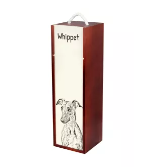 Whippet, Kleiner Englischer Windhund - Weinbox mit Hund, Alkoholbox mit Grafik, personalisierte Geschenkbox der Marke Art-Dog