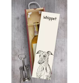 Whippet - wine box with a dog, alcohol box with graphics, personalized gift box from the Art-Dog brand