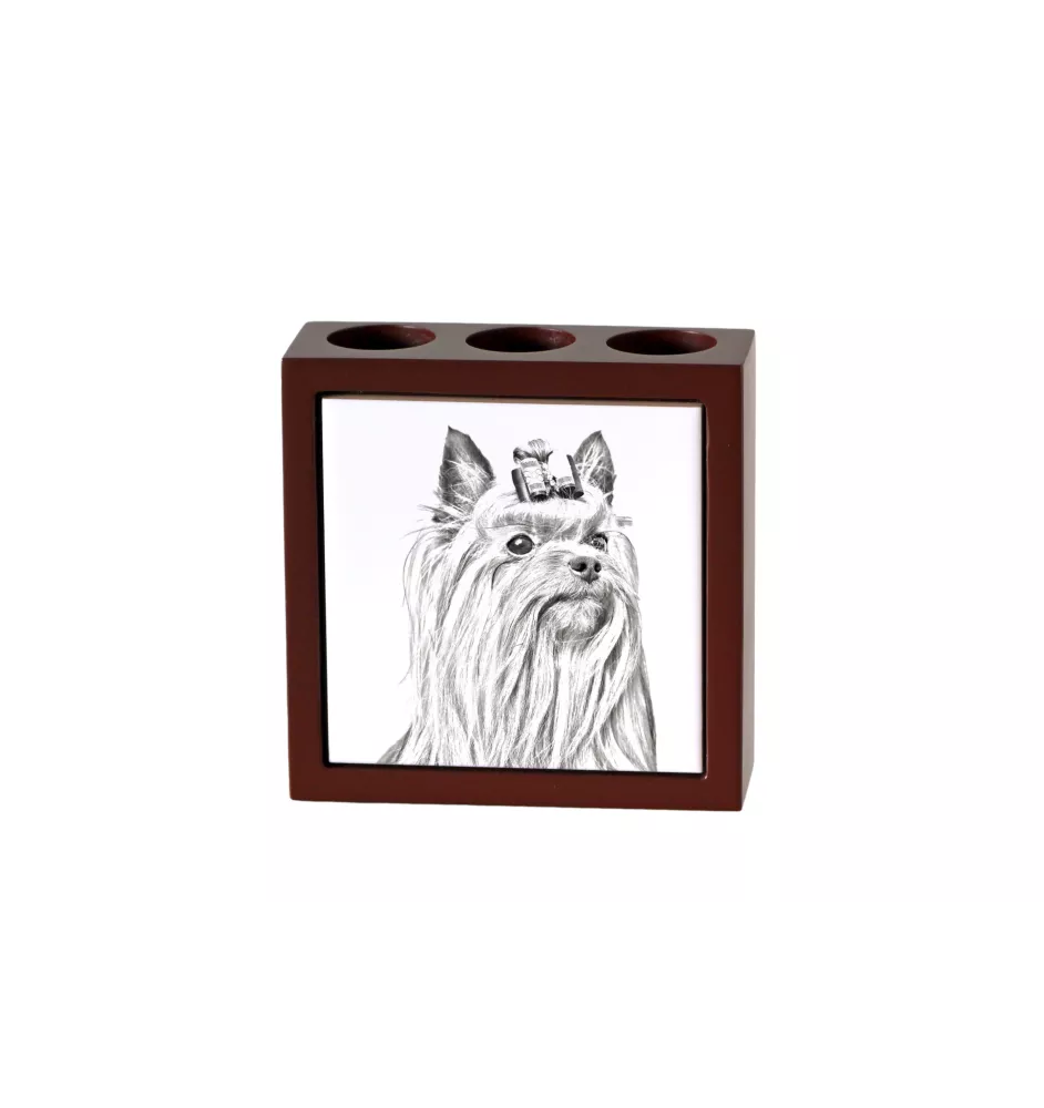 Yorkshire Terrier - Stifthalter mit Hund, Schreibtischorganizer mit Aufdruck, personalisierte Schreibtischdekoration der Marke Art-Dog