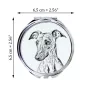 Whippet - Pocket mirror with a dog, personalized mirror for a purse, compact mirror with Art-Dog brand print.